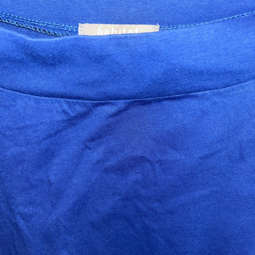 Habitat Royal Blue 100% Cotton Wide Mock Neck Long Sleeve Pocket Top Sz Lg 74021 - Picture 7 of 9